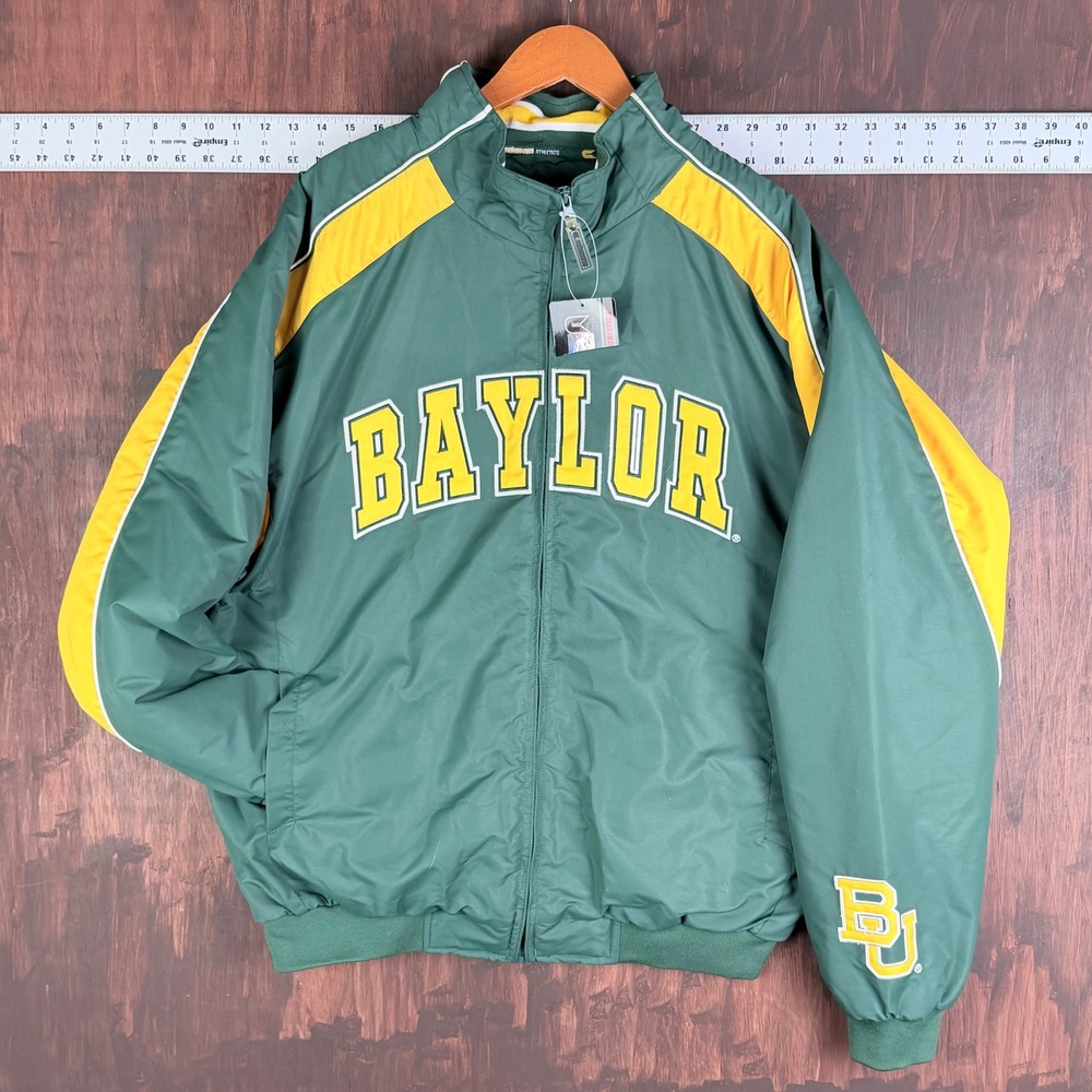 Colosseum Baylor Bears Full Zip Jacket Mens Large Green Gold Embroidered‎ NWT